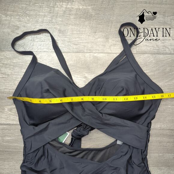 Eomenie Cross Front Tie Back Cut Out Swimdress Swimsuit Size L - Picture 5 of 7